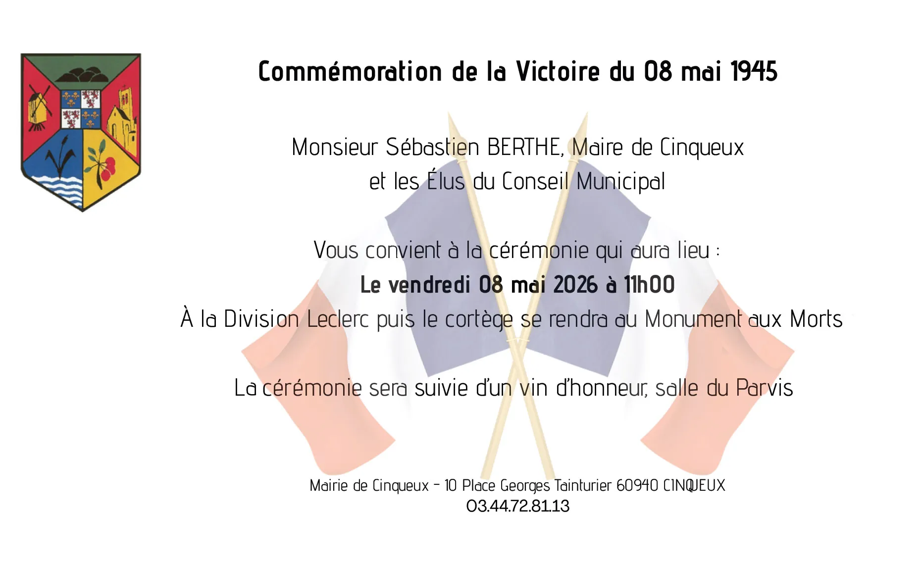 Lire la suite de l'actualité Commémoration de la Victoire du 08 mai 1945